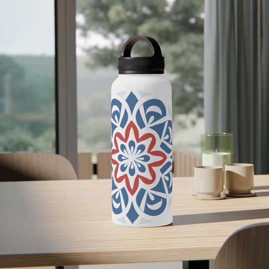 Norwegian Peace Symbol Stainless Steel Water Bottle Handle Lid Vacuum Insulated BPA-Free Reusable Bachelor Bachelorette 12oz 18oz 32oz
