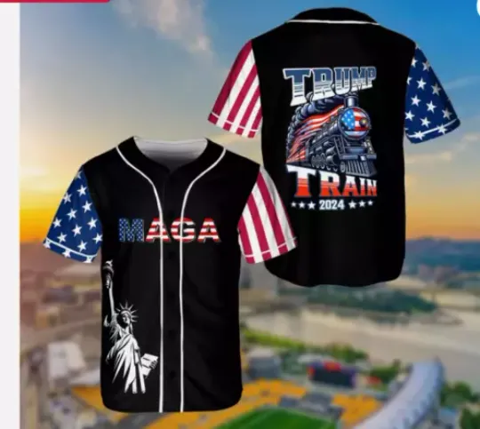 Trump Train 2024 Patriotic 2024 Election Baseball Jersey Shirt