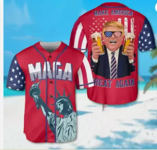 Trump Beer MAGA Make America Great Again Baseball Jersey Shirt