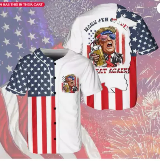 Funny Trump Drinking Beer Make Great Again Baseball Jersey Shirt