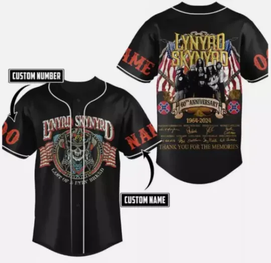 Personalized Lynyrd Skynyrd 60th Anniversary Baseball Jersey Shirts, Gift For Fan