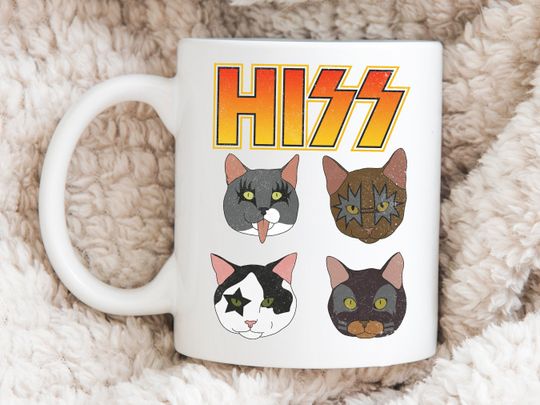 Hiss Kiss Mug, Animal lover mug design, Animal mug, Cat design mug, Cat lover mug idea, Mug collection, Gift mug, 11oz mug, Couple mug