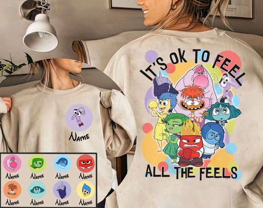 2-Sided Inside Out 2 Okay To Feel All The Feels Shirt | Disney Mental Health Tshirt | Inclusion Speech Therapy Tee | The Magic Kingdom Trip