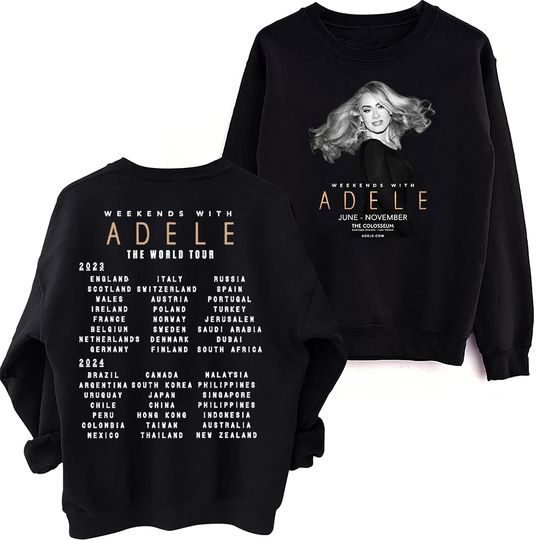 Weekends with Adele 2024 Tour Sweatshirt, Oversized Harajuku Round Neck Long Sleeve Sweatshirts, Music Tour Fans