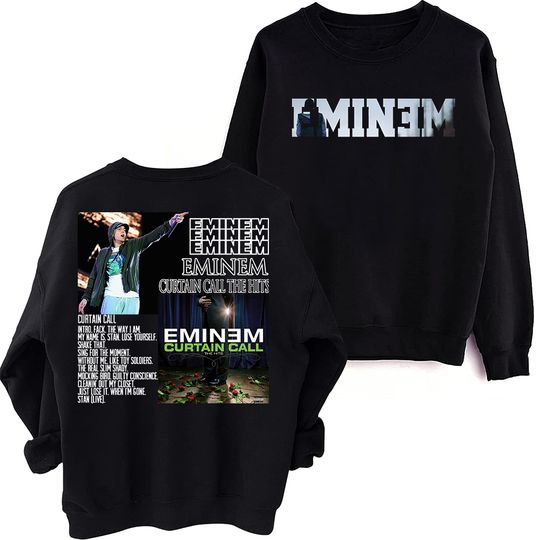 Eminem Curtain Call The Hits Sweatshirt, Oversized Harajuku Round Neck Long Sleeve Sweatshirts, Music Tour Fans