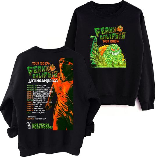 Feid Ferxxocalipsis Tour 2024 Sweatshirt, Oversized Harajuku Round Neck Long Sleeve Sweatshirts, Music Tour Fans