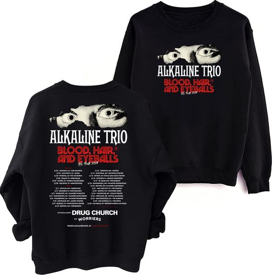 Alkaline Trio Tour 2024 Sweatshirt, Oversized Harajuku Round Neck Long Sleeve Sweatshirts, Music Tour Fans