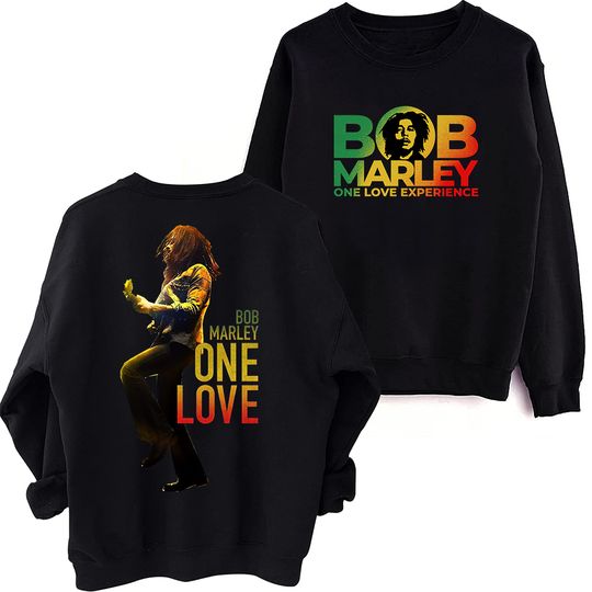 Bob Marley One Love 2024 Tour Sweatshirt, Oversized Harajuku Round Neck Long Sleeve Sweatshirts, Music Tour Fans