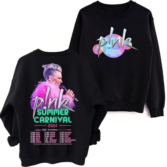 Pink Summer Carnival 2024 Tour Sweatshirt, Oversized Harajuku Round Neck Long Sleeve Sweatshirts, Music Tour Fans