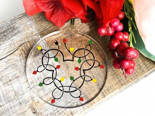 Mickey Mouse Christmas Ornament,Christmas Lights Disney Gifts,Disney Mickey Glass Ornament,Xmas Tree Decor,Christmas Decoration Baubles