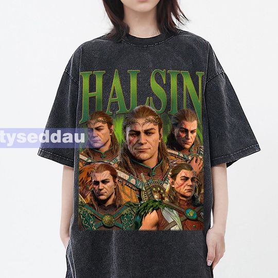Halsin Vintage Washed T-Shirt, Halsin Homage Graphic Unisex Short Sleeve, Bootleg Retro 90's Fans Gift