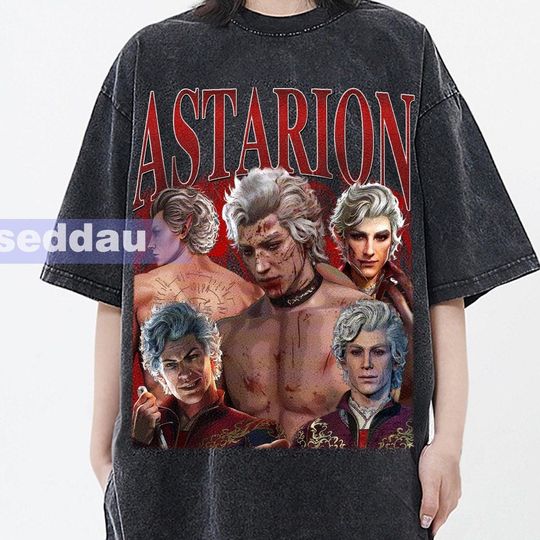 Astarion Vintage Washed T-Shirt, Astarion Homage Graphic Unisex Short Sleeve, Bootleg Retro 90's Fans Gift