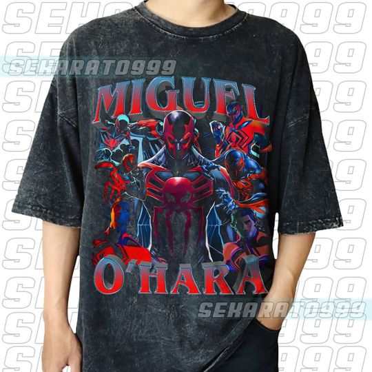 Miguel O'Hara Spiderman Across The Spider-Verse Vintage Wash Shirt