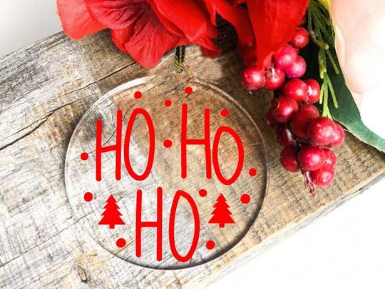 Red Christmas Ornament, Xmas Tree Decor, Ho Ho Ho Ornament, BULK Christmas Ornaments, Christmas Keepsake,Santa Ornament,Funny Christmas Gift