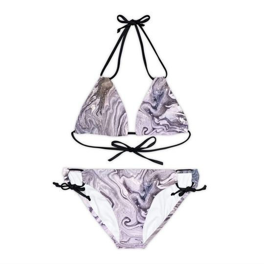 Hydro Dipped Black White Spray Paint Artwork ( Bikini Set Summer Vibes Beach Swim Wear Bikini