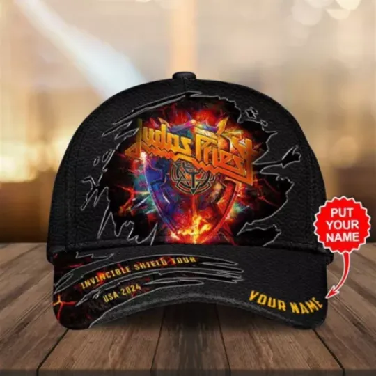 Personalized Judas Priest Invincible Shield Tour USA 2024 Baseball Caps AOP, Gift For Fan, Summer Cap