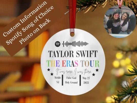 Eras Tour Commemorative Ornament | Customize with Your Show's Date, Stadium, Surprise Songs | Personalized Spotify Code Keepsake Add Photo