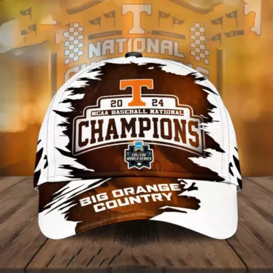 Tennessee Volunteers NCAA Baseball National Champions Baseball Baseball Caps AOP, Gift For Fan, Summer Cap