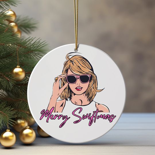 Merry Swiftmas inspired Christmas Ornament, Eras Tour inspired Christmas Ornament, Pink Ornament, Personalized Ornament