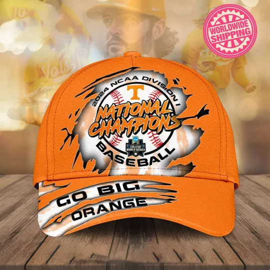 Tennessee Volunteers NCAA Baseball National Champions Baseball Orange Baseball Caps AOP, Gift For Fan, Summer Cap