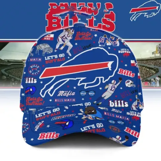 Buffalo Bills Let’s Go Buffalo Blue Design Baseball Caps AOP, Gift For Fan, Summer Cap