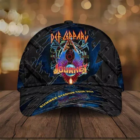Def Leppard x Journey Summer Stadium Tour 2024 Classic Baseball Caps AOP, Gift For Fan, Summer Cap