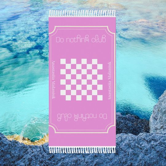 Boho Beach Cloth Do Nothink Club Pink Picnic Towel Barbecue Love Chess Spend Time Good gift