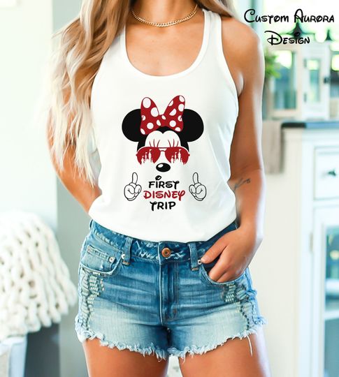 First Disney Trip Tank Top, Minnie Tank Top, Disney Trip Tank Top, Disney Trip Matching Racerback,  My First Disneyworld Trip Tank, Disney