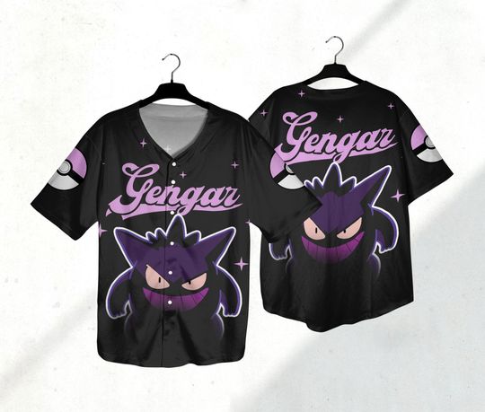 Gengar Baseball Jersey Shirt Gengar Ghost Shirt Japanese Anime Jersey Gifts