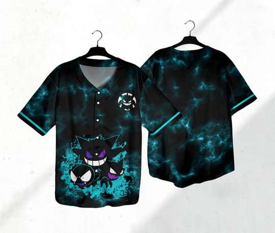 Gengar Baseball Jersey Shirt Japanese Anime Baseball Jersey Shirt Gengar Jersey Gifts