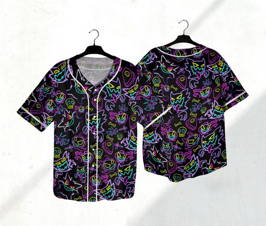 Gengar Baseball Jersey Shirt Gengar Jersey Anime Jersey Shirt Gift