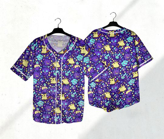 Gengar Mimikyu Baseball Jersey Shirt Japanese Anime Jersey Athletic Jersey Shirt Gifts