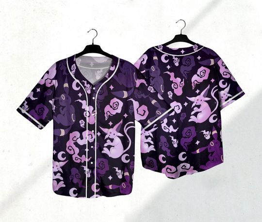 Espeon Umbreon Baseball Jersey Shirt Umbreon Espeon Jersey Anime Jersey Shirt Gift