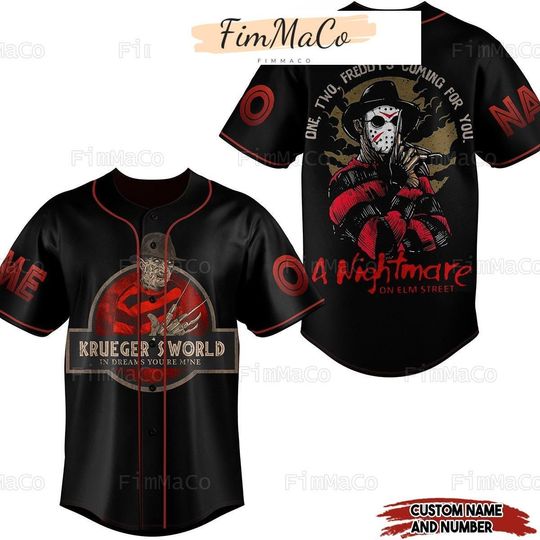 Personalized Freddy Krueger Jersey, Freddy Krueger Baseball Jersey, Freddy Krueger Jersey, Horror Movie Jersey, Freddy Krueger Merch