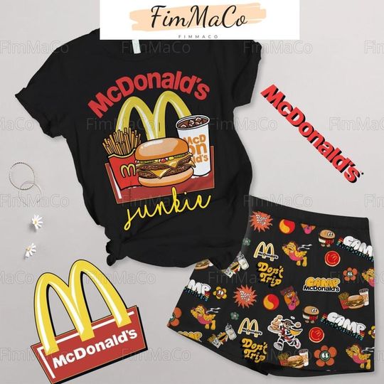 Mcdonalds Tshirt, Mcdonalds Short, Mcdonalds Unisex Set, Mcdonalds Pajamas Set, Mcdonalds Pajamas For Party, Mcdonalds Set Of Pajamas