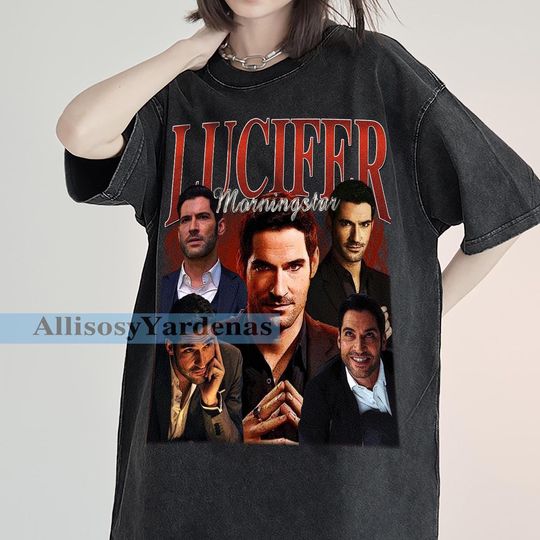 Lucifer Morningstar Vintage T-Shirt, Cornerback Homage Graphic Unisex Short Sleeve, Bootleg Retro 90's Fans Washed Shirt Gift