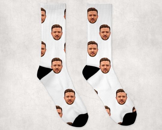 Justin Timberlake Socks | Celebrity Socks Gift Idea | Socks for Palmer Movie Fans | Funny Socks Gift Idea | Custom Socks Gift Idea