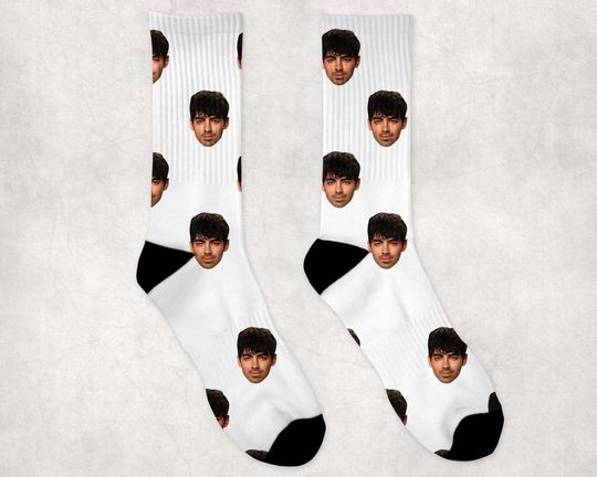 Joe Jonas Socks | Celebrity Socks Gift Idea | Socks for Jonas Brothers Fans | Funny Socks Gift Idea | Custom Socks Gift Idea