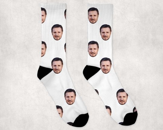 Liam Neeson Socks | Celebrity Socks Gift Idea | Socks for Schindler's List Movie Fans | Funny Socks Gift Idea | Custom Socks Gift Idea