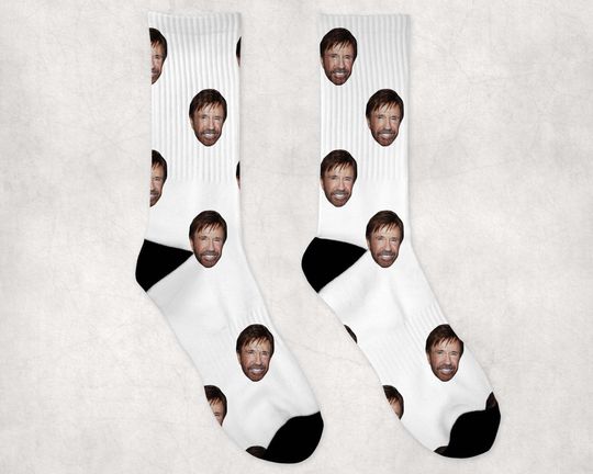 Chuck Norris Socks | Celebrity Socks Gift Idea | Socks for The Way Of The Dragon Movie Fans | Funny Socks Gift Idea | Custom Socks Gift Idea