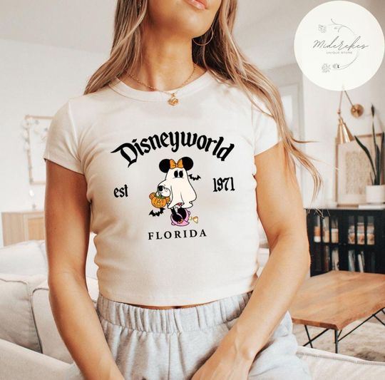Halloween Disneyworld Disneyland Mickey & friends Ghost Pumpkin baby tee, Halloween Spooky season top womens t-shirt