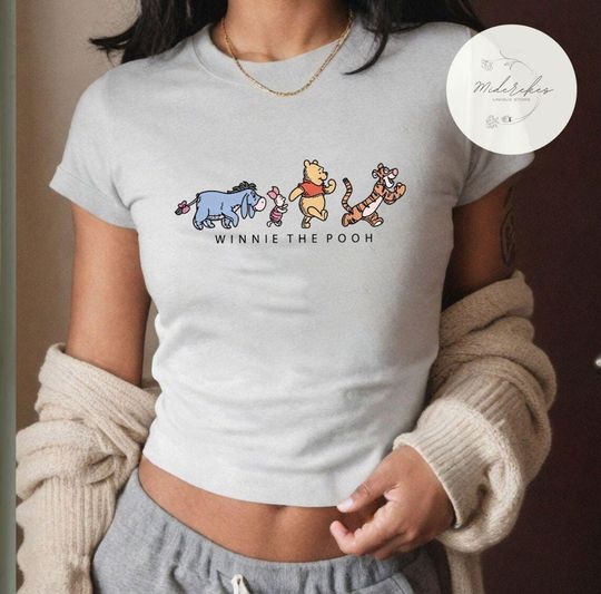 Vintage Winnie the Pooh Friends baby tee, Pooh bear Tigger Piglet Disney world Disneyland trip baby tee, Disney top womens shirt
