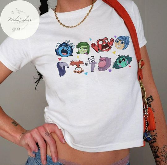 Inside out characters baby tee, Joy Anxiety Anger Sadness WDW Disneyland trip Disney top womens shirt