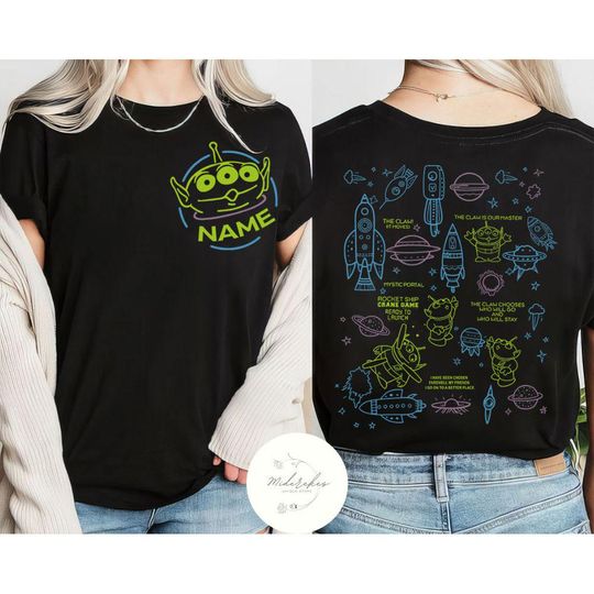 Two-sided Pizza Planet Aliens Disney Toy Story Shirt, WDW Disneyland Family Toy Story Land Pizza Lover Gift, Disney Family Vacation 2024