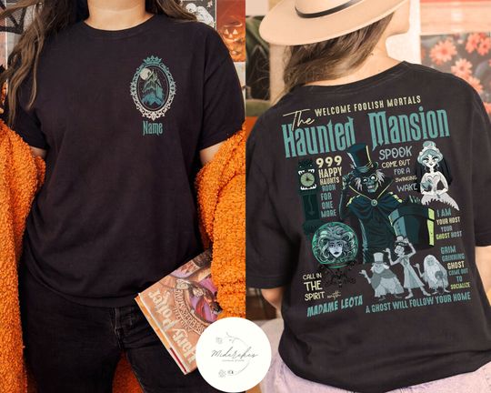 Two-sided Vintage The Haunted Mansion T-shirt, Hitchhiking ghost shirt, Welcome Foolish Mortal, WDW Disneyland Halloween Party 2024 Shirt