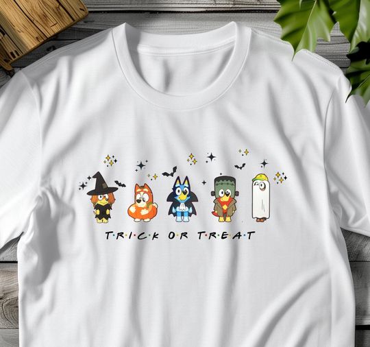 BlueyDad Trick Or Treat Shirt, BlueyDad Halloween Casual Short Sleeve Tee, Trending Street Fashion