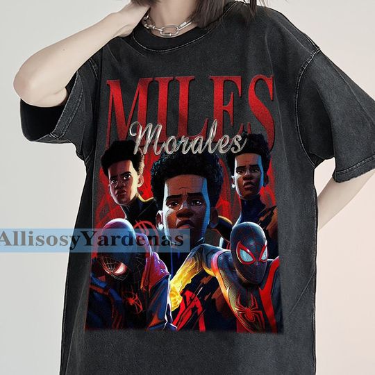 Miles Morales Vintage T-Shirt, Cornerback Homage Graphic Unisex Short  Sleeve, Bootleg Retro 90's Fans Washed Shirt Gift