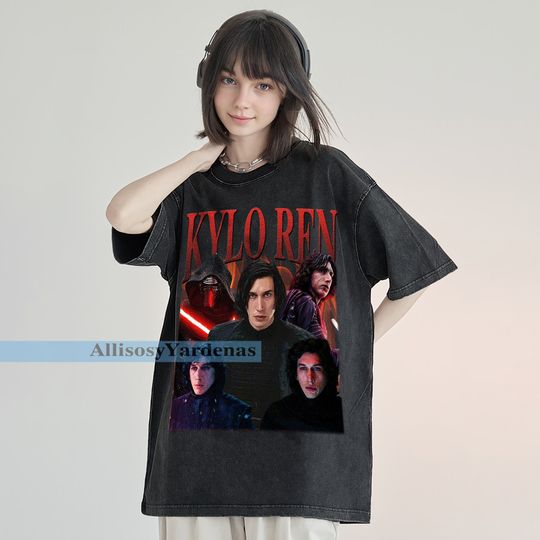 Kylo Ren Vintage T-Shirt, Cornerback Homage Graphic Unisex Short Sleeve, Bootleg Retro 90's Fans Washed Shirt Gift