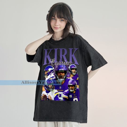 Kirk Cousins Vintage T-Shirt, Quarterback Homage Graphic Unisex Short  Sleeve, Bootleg Retro 90's Fans Washed Shirt Gift