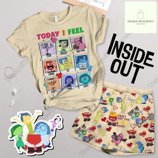 Inside Out T-Shirt And Shorts, Today I Feel Shirt, Inside Out 2 Shirt, Inside Out Characters Shirt, Disney Inside Out Emotion Shirt